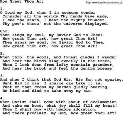 how great thou art lyrics pdf In the realm of literature, how do the lyrics of How Great Thou Art reflect the universal human experience of awe and reverence?