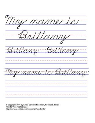 how to write brittany in cursive